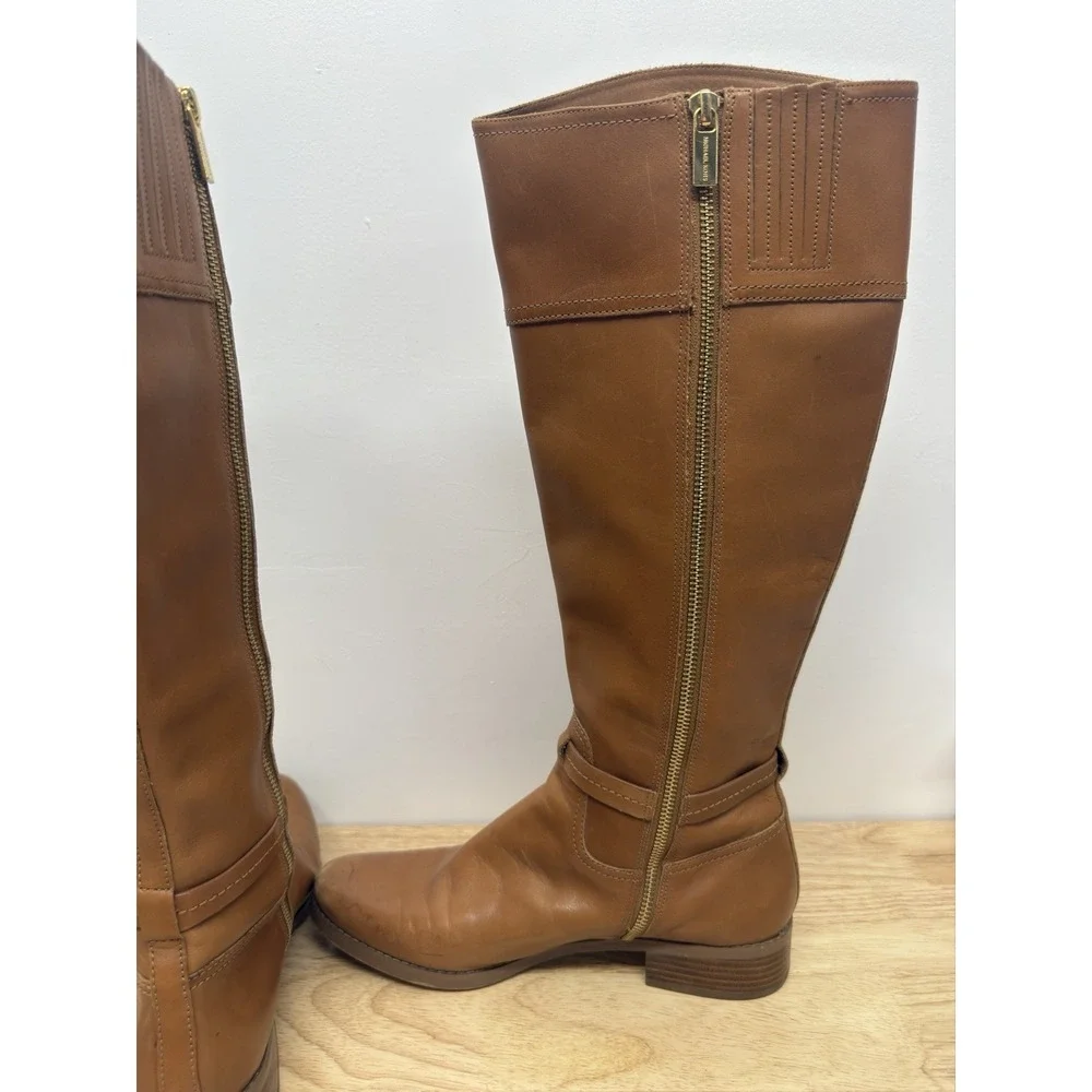 MICHAEL KORS Women's Stockard 10M‎ Cognac Brown Riding Equestrian Tall Boots #54